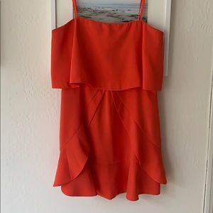 BCBJ coral / red strapless dress
